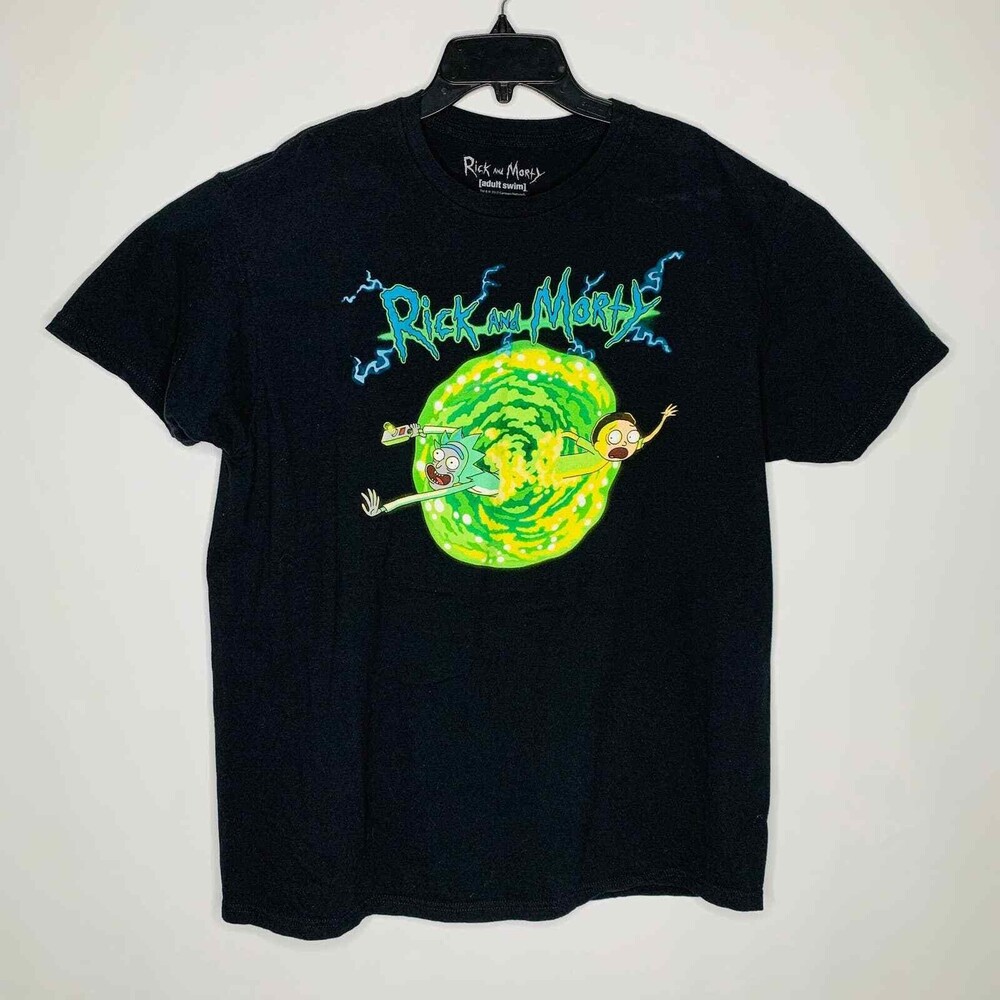 Rick and Morty Portal Graphic T-Shirt Mens XL Black Adult Swim Ripple Junction